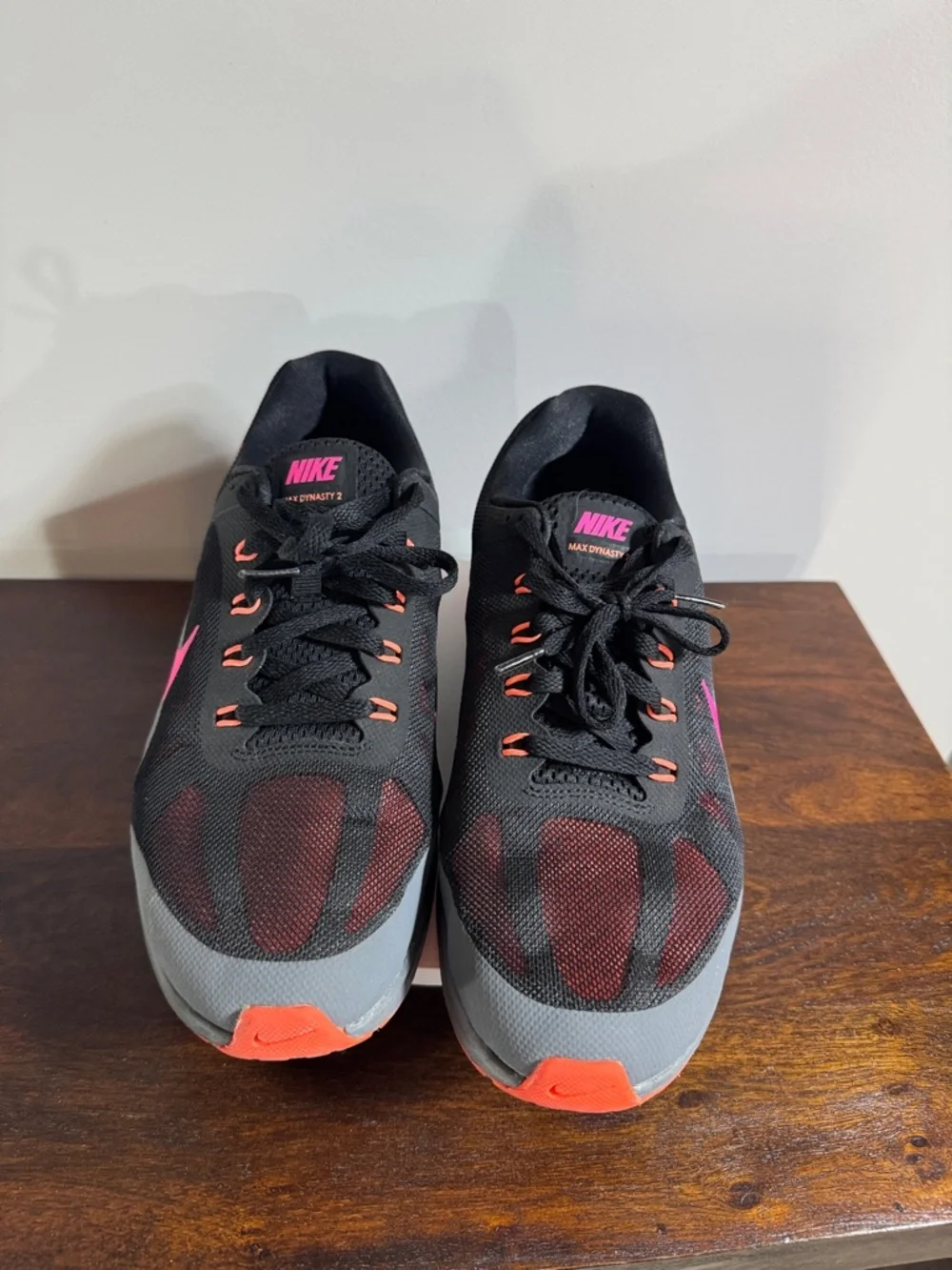 Nike Black Sneakers with Pink Swoosh and Orange Accents - Picture 7 of 8